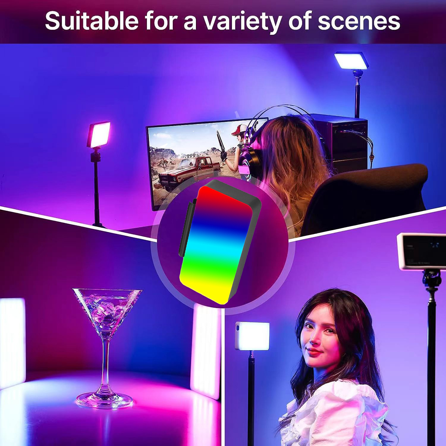 3000mAh Portable Vlogging Video Light suitable for mobile phone selfie fill-in RGB light short video recording LED ring light