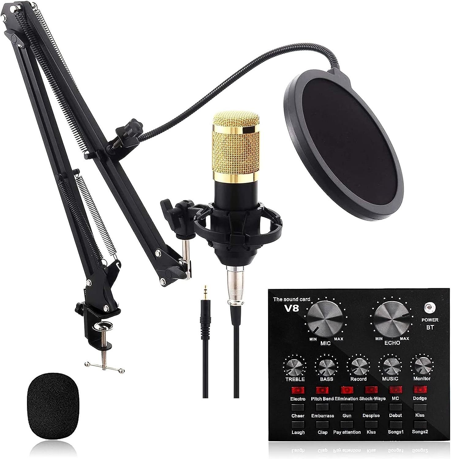 Wholesale V8 Sound Card with BM800 Microphone for Audio Condenser Mic Studio Singing bm800 condenser microphone