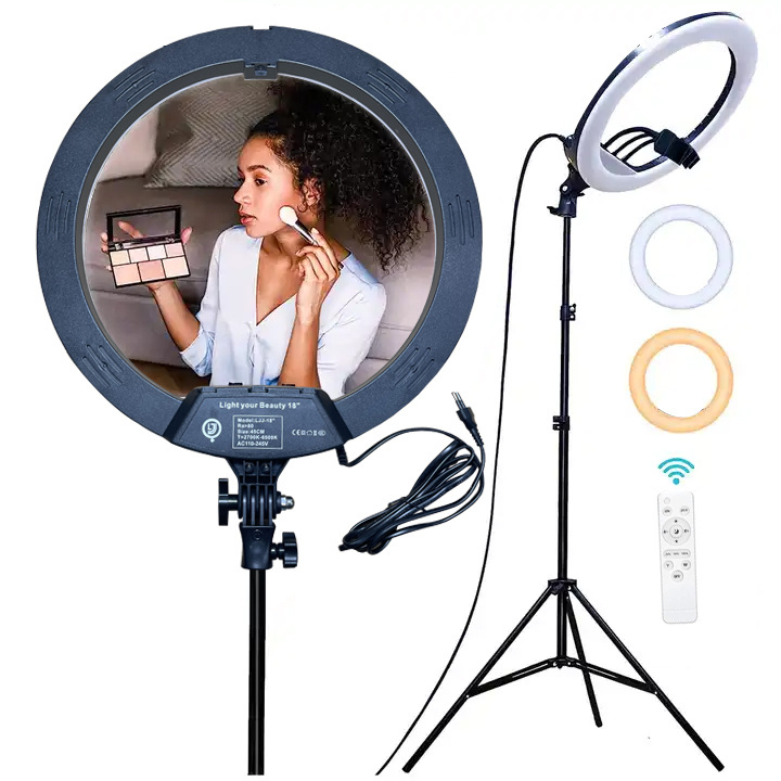 18 inch LED Ring Light With Phone Holder For Makeup Live Streaming Fill lamp ring light with tripod stand ring light