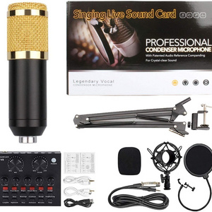 BM 800 Kit Professional PC V8 Sound Card Set BM800 Mic Studio Condenser Microphone for Karaoke Podcast Recording Live Streaming