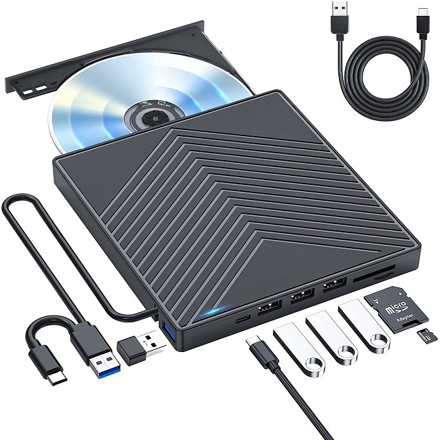 new 7 in 1 External DVD Player Plug and play dvd burner with HUB cd Drives for Latest Notebooks,Optical Drive