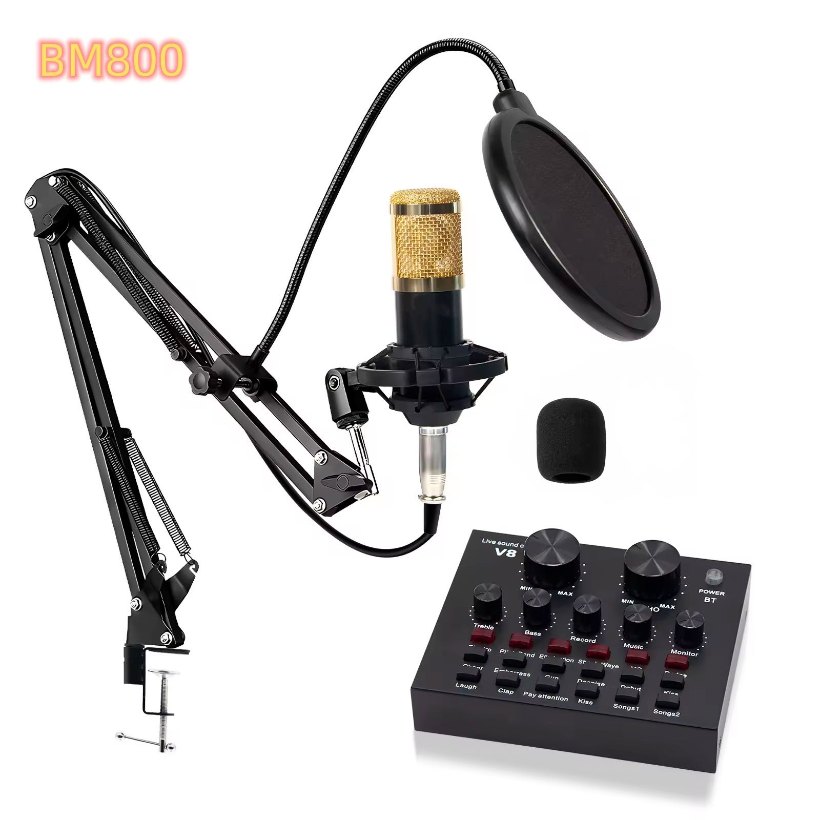 BM 800 Professional PC V8 Sound Card Set BM800 Mic Studio Condenser Microphone for Karaoke Podcast Recording Live Streaming