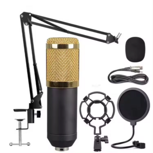 Hot selling V8 sound card studio karaoke mic microfono stand recording comdenser microphone set for Live broadcast