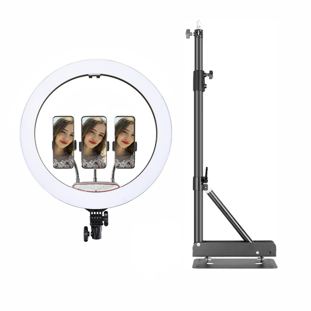 Wall Mounted Ceiling 18in LED Ring Light With Triangle Base For Beauty Salon Barber Makeup Photographic Lighting Softbox Studio