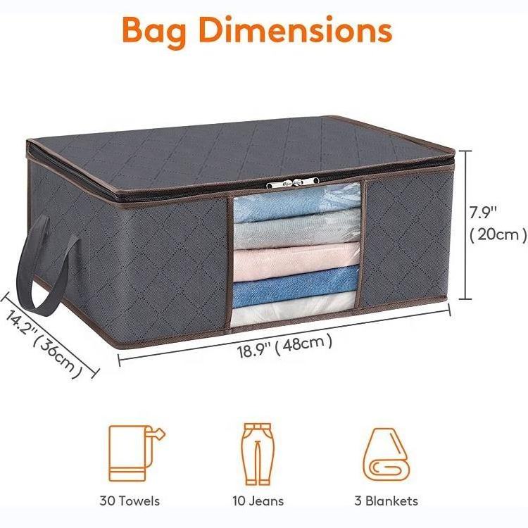 90L Large Storage Bags 6 Pack Clothes Storage Bins Foldable Closet Organizer Containers Non Woven Collapsible Storage