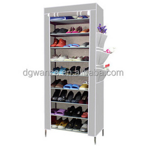 9 Tier Non-Woven Cloth Shoe Rack with Side Pockets