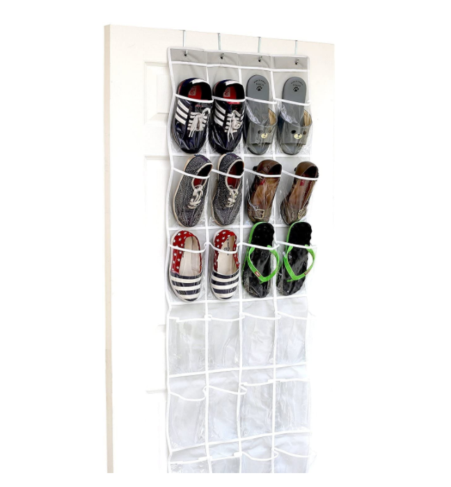 Hot Sale 24 Clear Pockets Over The Door Hanging Shoes Organizer Supplier Hanging Shoes Organizer for Shoes Socks Pantry