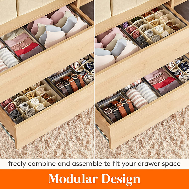 Grey 4 Pcs Underwear Drawer Organizers Desk Closet Organizer and Storage Drawer Organizer for Underwear Bra Socks