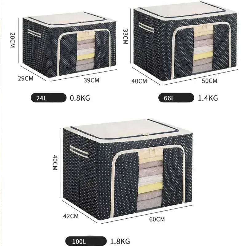 Customized Thick Fabric Compact Wardrobe Organizer Quilt Pillow Blanket Storage Container with Reinforced Hand