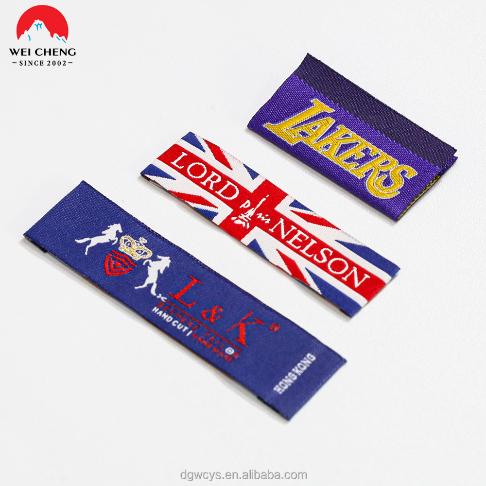 Custom Wholesale Manufacturer Clothing Folded Woven Labels With Brand Logo For Main/Neck Label