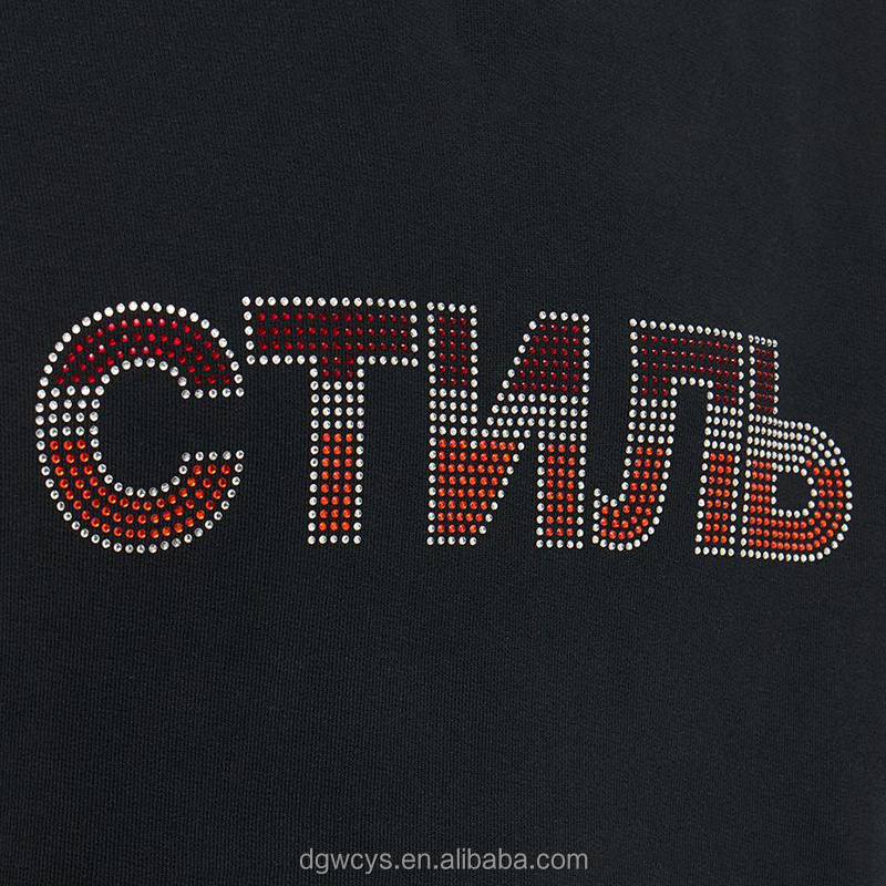 Factory Flatback Crystals Wholesale Custom Logo Bulk Iron on Resin Hotfix Rhinestone Transfer for T Shirt