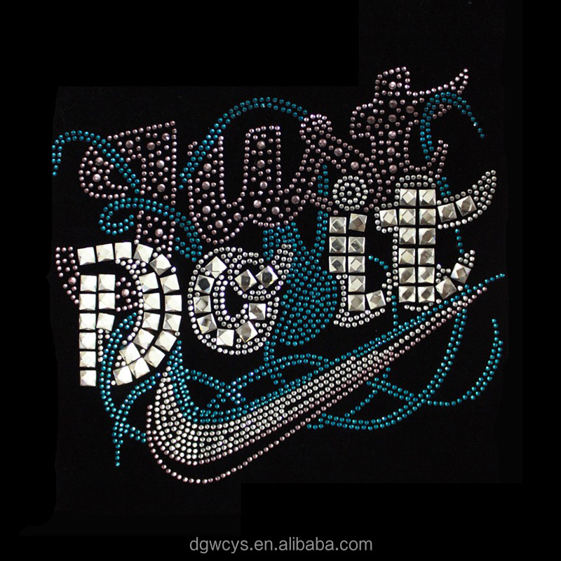 Factory Hotfix Crystal Supplier Custom Tiger Logo Bling Heat Press Iron On Transfers Rhinestone for T-shirt