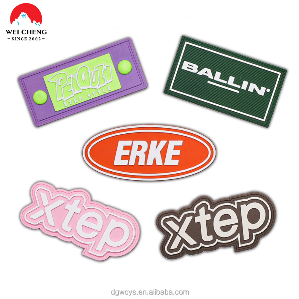 PVC Label Supplier Custom Embossed Logo 3d  Sew On Rubber Patches Silicone Badge for Garment