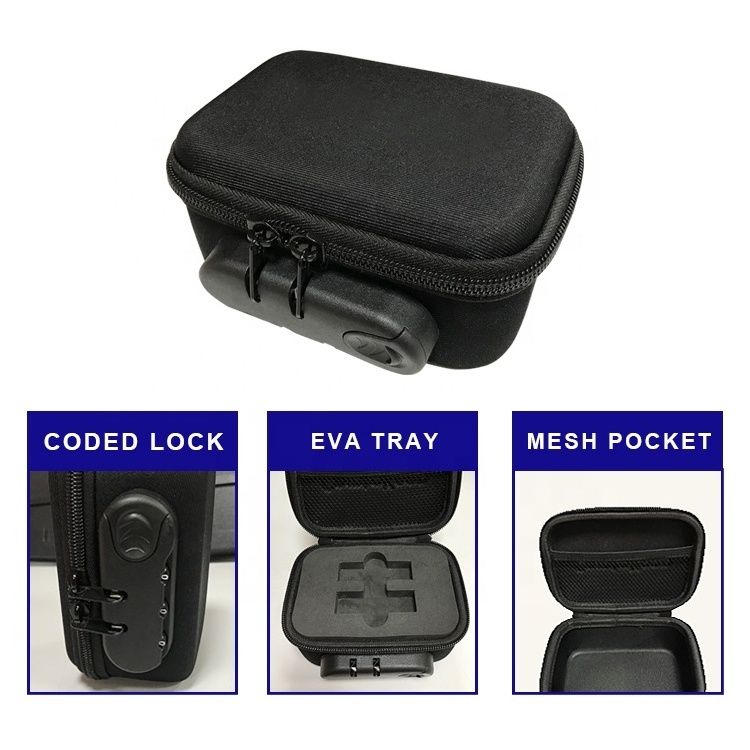 Hard EVA Case Small stash box  carbon Combination Lock smell proof bag