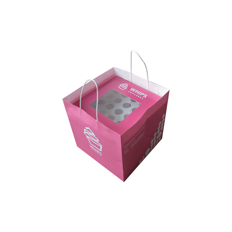 Factory Custom Cupcake Box Clear PET Window Paper Packaging Cake Boxes