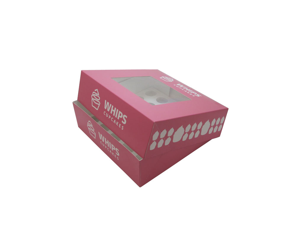 Factory Custom Cupcake Box Clear PET Window Paper Packaging Cake Boxes