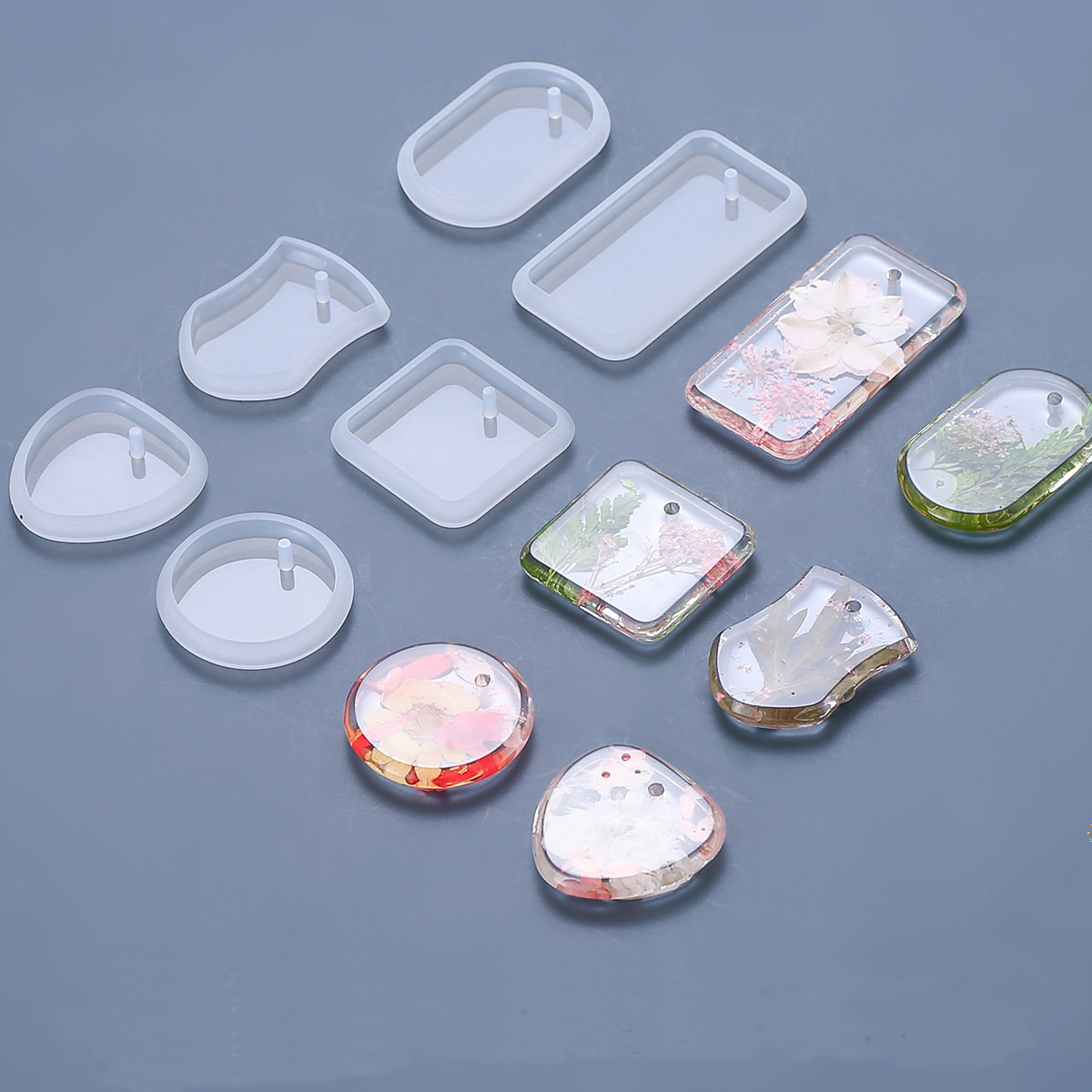 3D Heart Round Square Oval Shield Silicone Mold Resin Mould DIY Craft Mould Jewelry Making Tools Epoxy Casting Molds