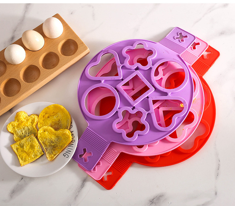 7 HOLES SILICONE EGG COOKER RINGS FRIED EGG PANCAKE HEART SHAPE STAR EGG MOLDS SILICONE MOLD FOR BAKING CAKE