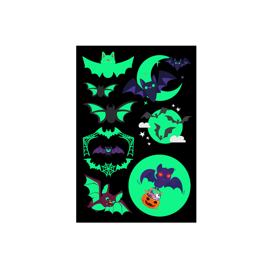 Custom Bat waterproof glowing in the dark removable Luminous Tattoo space temporary tattoo stickers for children