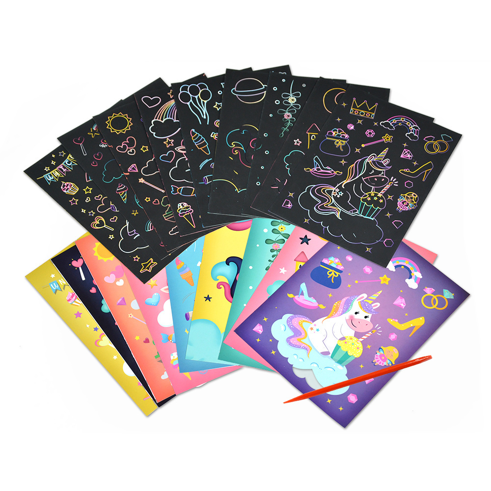 Rainbow Scratch Paper Birthday Gift Scratching Paper Art Set Rainbow Magic Scratch Paper For Kids