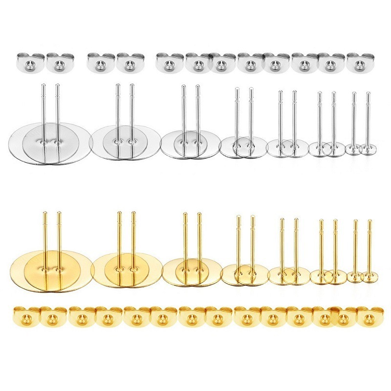 wholesale hot selling Earring Posts Stainless Steel Hypoallergenic Earring Studs Blanks,for Jewelry Making Findings DIY