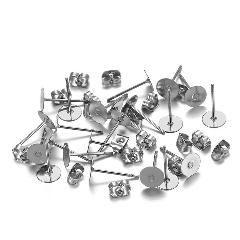 wholesale hot selling Earring Posts Stainless Steel Hypoallergenic Earring Studs Blanks,for Jewelry Making Findings DIY