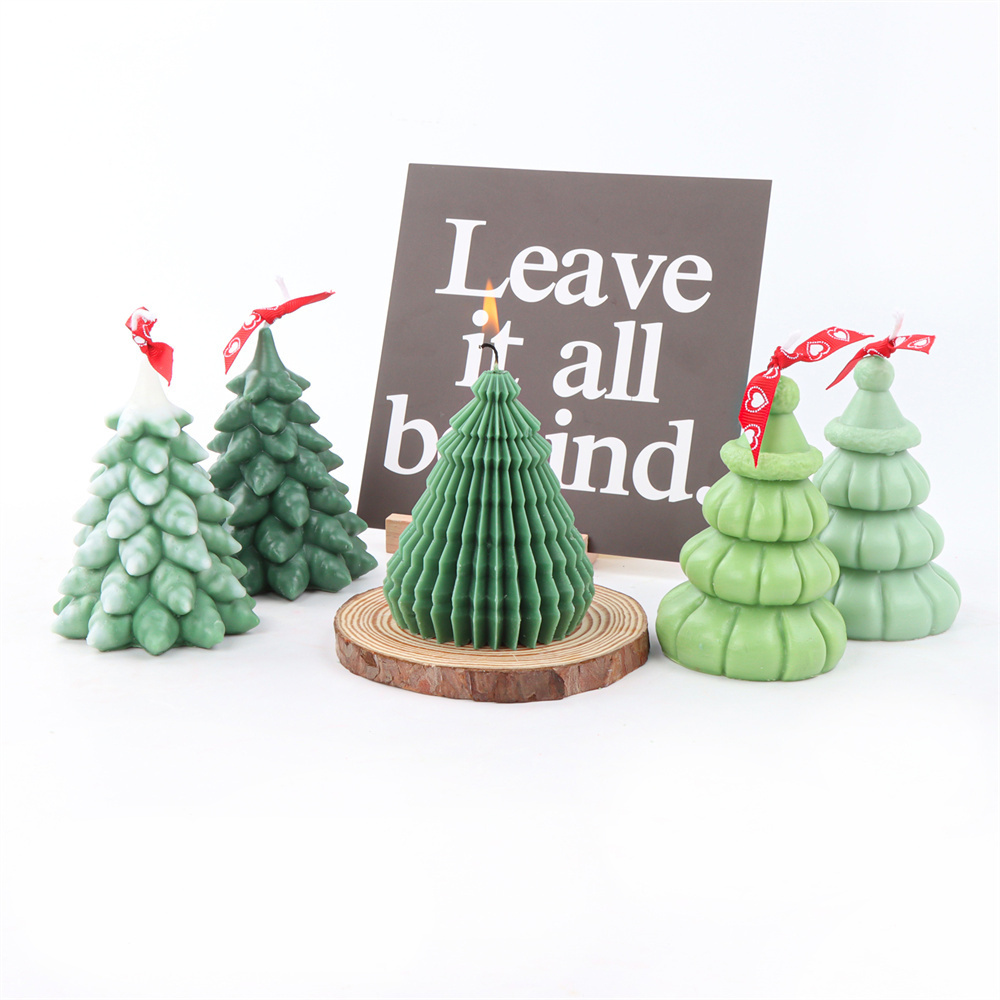 Swirl Christmas Tree Candle Molds for Candle Making Festival Gift Pine Cone Resin Mould Silicone Xmas Elk Bell Soy Soap Tool