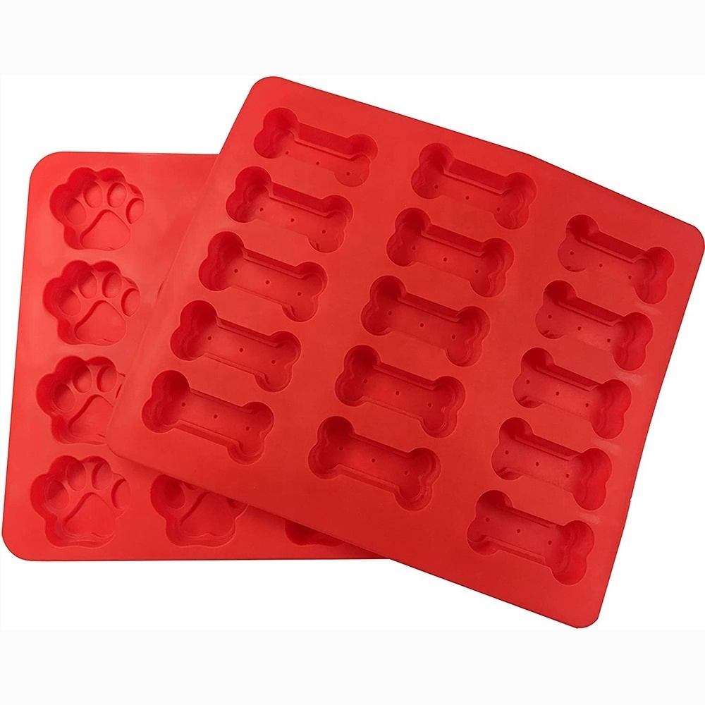 Silicone Molds Puppy Dog Paw and Dog Bone Silicone Dog Treat Molds for Baking Chocolate Biscuits Muffin Hard Candy