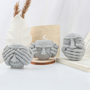 DIY Face Plaster Mold Craft Hanging Garden Decoration Don't Listen /Look/Say Scented Candle Mold Face Silicone Home Decor