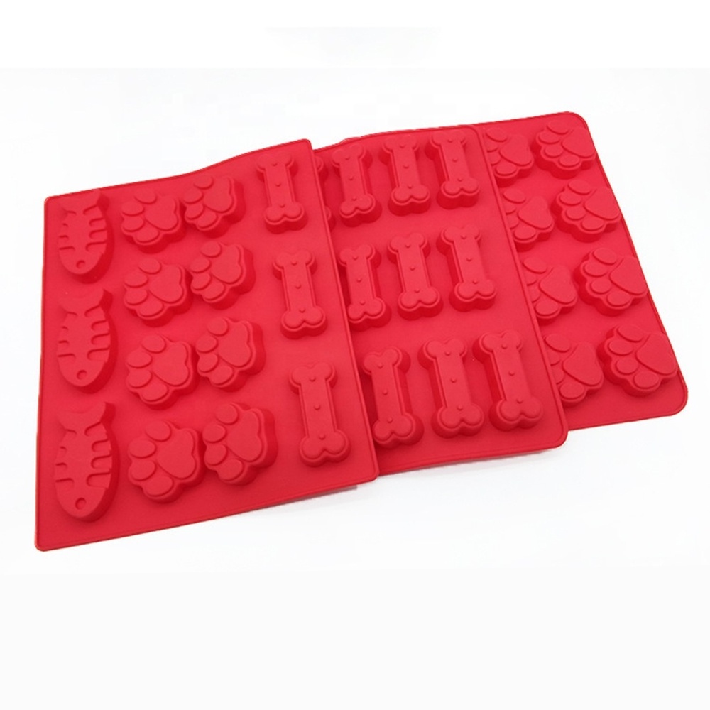 Silicone Molds Puppy Dog Paw and Dog Bone Silicone Dog Treat Molds for Baking Chocolate Biscuits Muffin Hard Candy