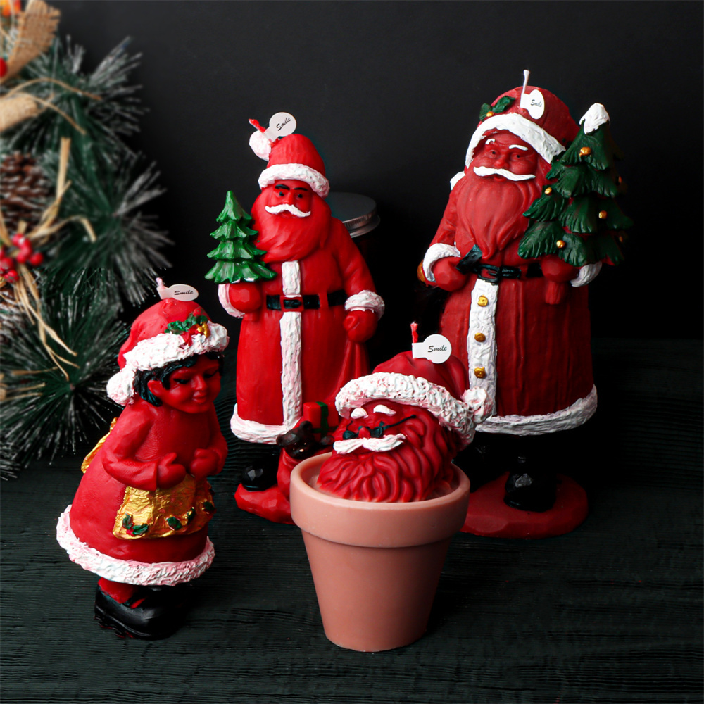 New Santa Claus Christmas Girl Candle Molds 3D Crafts Gypsum Soap DIY Candle Resin Making Tools Home Decor Party Gifts