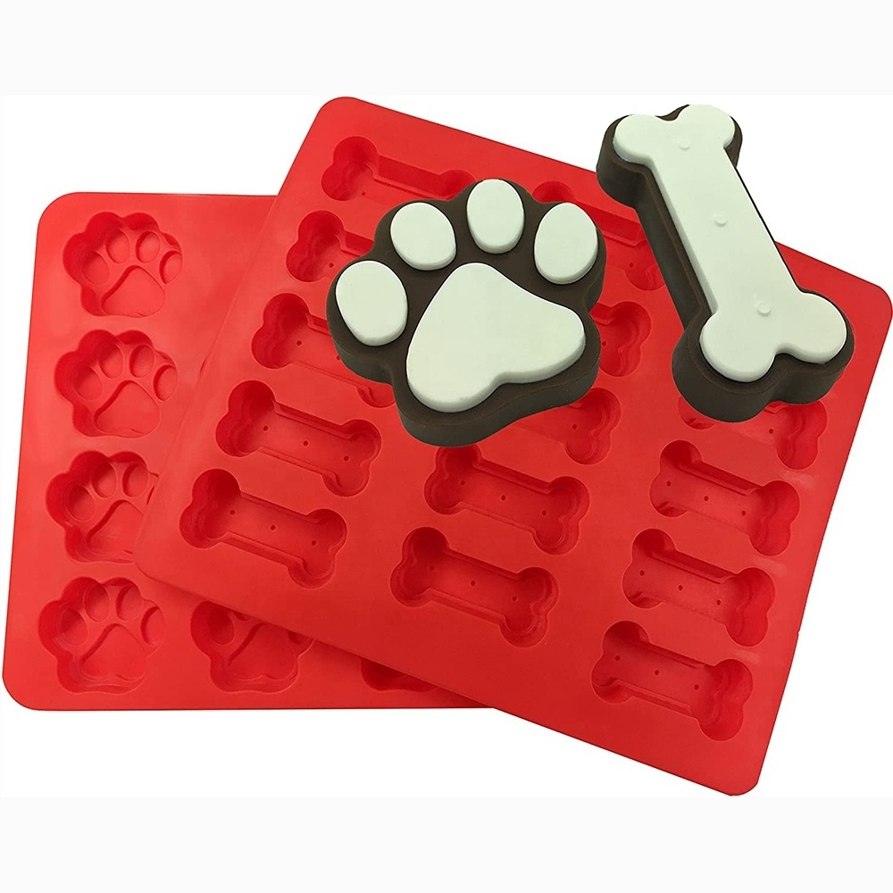 Silicone Molds Puppy Dog Paw and Dog Bone Silicone Dog Treat Molds for Baking Chocolate Biscuits Muffin Hard Candy