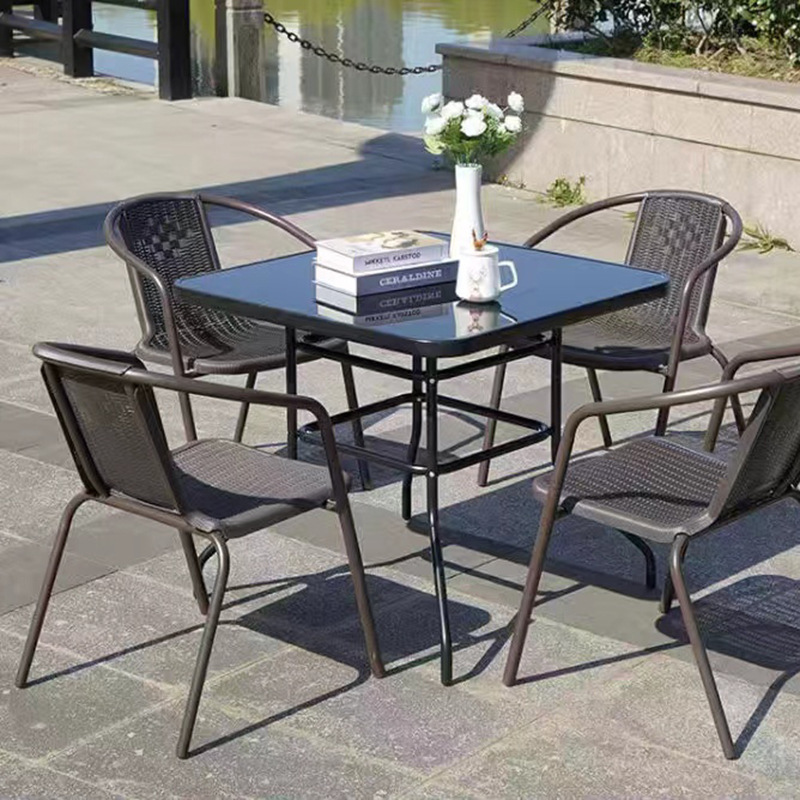 Wholesale Garden Furniture 4 Seater Rattan Cube Set Table Outdoor Dining Set