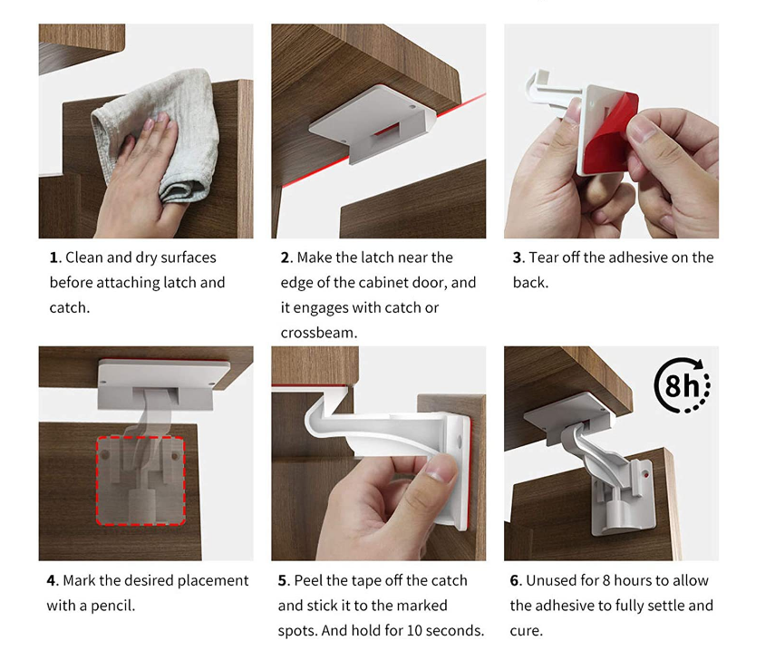 Baby Safety Lock Latches With Strong Adhesive Safety Child Proofing Easy for Installation Cabinet Door Locks