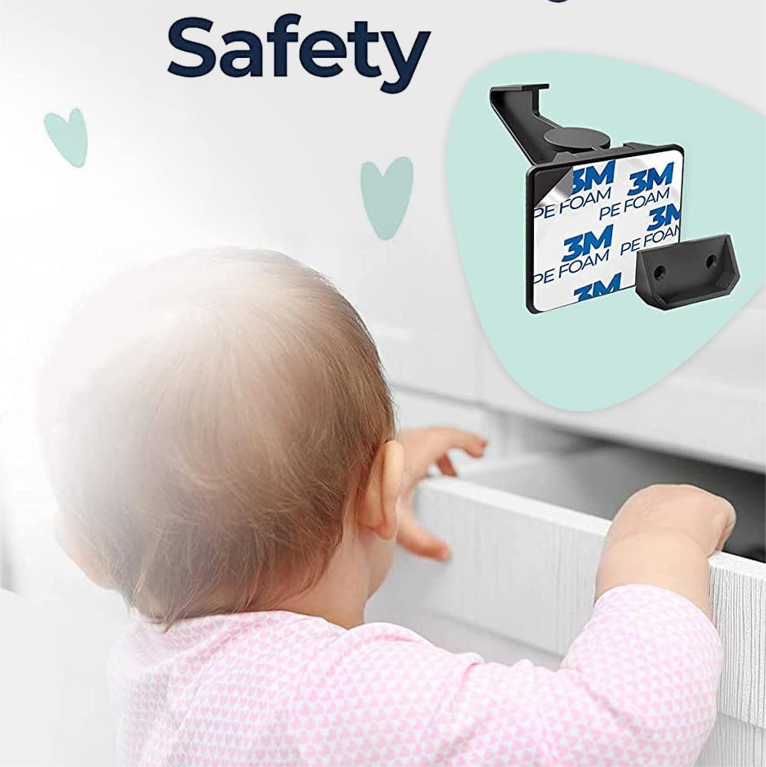 Child Cabinet Locks  Safety 12 Pack Baby Proof Drawer Lock Kit Custom Baby Safety Products For Fridge Cabinets Drawers