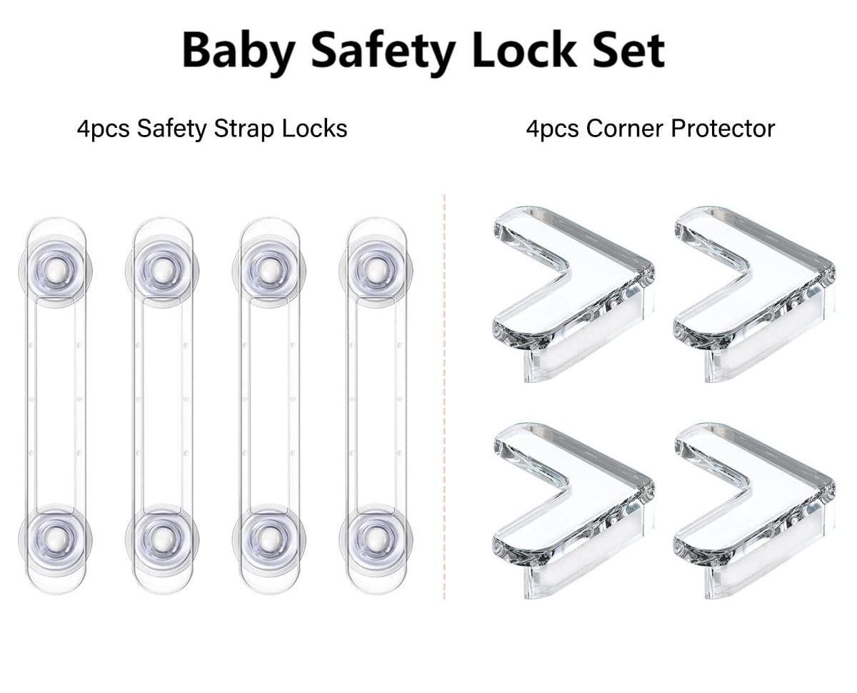 Children Locks Set (8-Pack) Baby Safety Cabinet Proofing Safe Door Latches No Screws & Magnets Multi-Purpose for Furniture