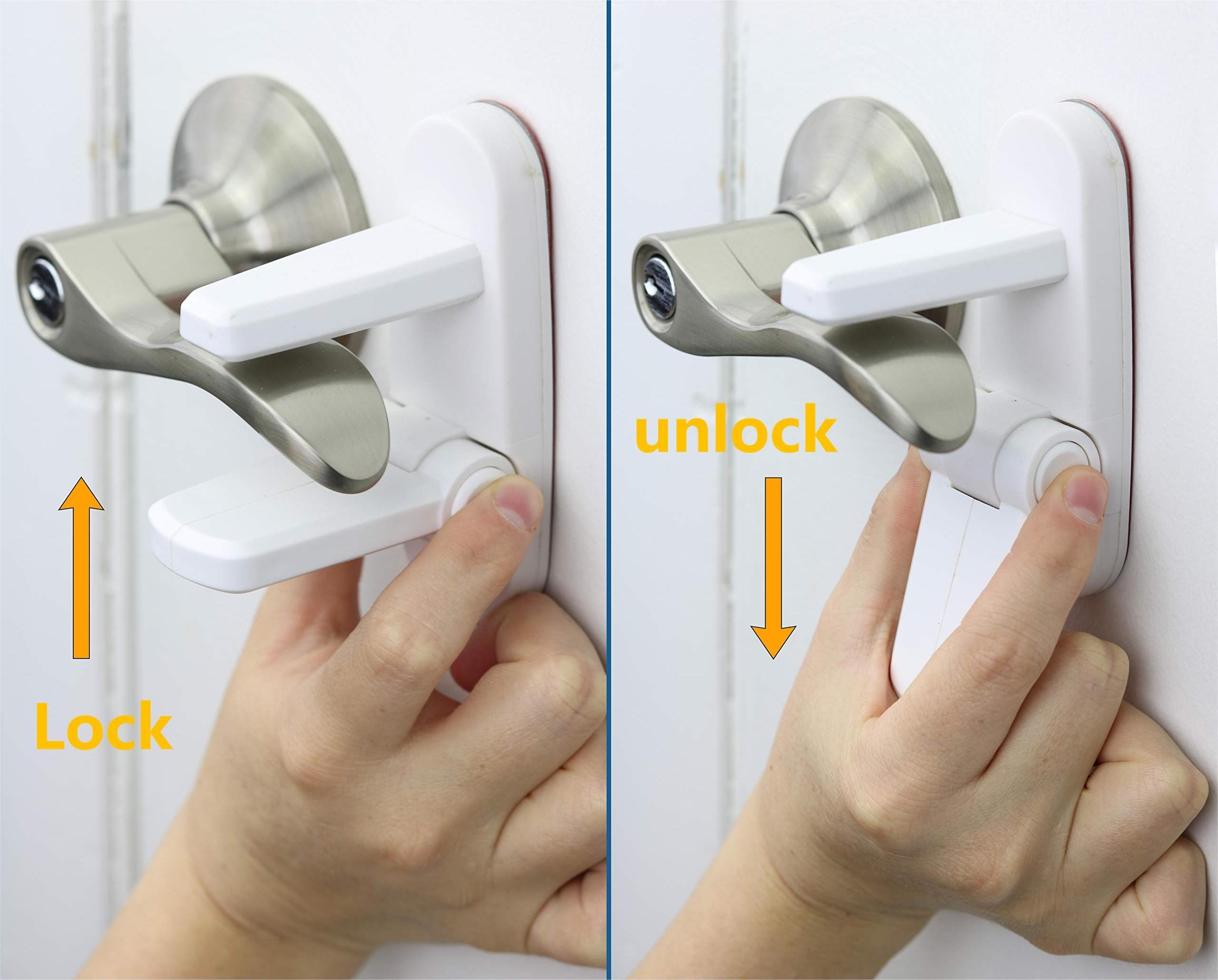 Baby Safety Lock Latches With Strong Adhesive Proofing Door Lever Locks Easy for Installation Door Handle Locks