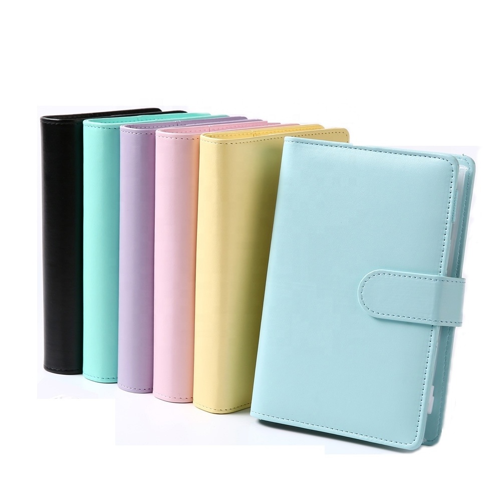 Wholesale 6 Rings Loose Leaf Planner Work Agenda Budget Binder Macaron Candy Color PU Leather Cover A6 Budget Binder