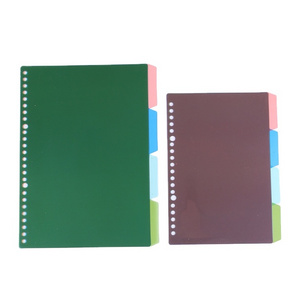 Colorful PP Plastic A4 A5 B5 Size 4-color Alternate Index Page 20 26 30 Holes Loose Leaf  Binder Dividers Sheets for Notebook