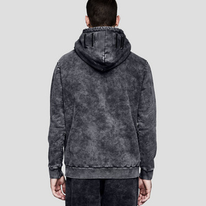 Custom Streetwear 460 GSM Oversized 100% Cotton Heavyweight Plush Fleece Enzyme Dye Wash Sun Faded Pullover Hoodies For Men