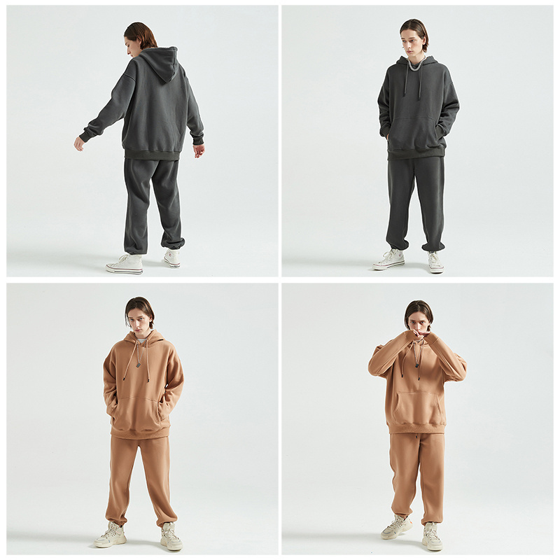 Custom Sweatsuits Manufacturer Blank Plain 100% Cotton Fleece Heavyweight Pullover Hoodie And Sweatpants Sets Unisex