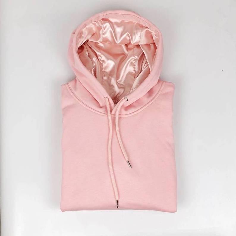 2022 High quality chenille embroidery hoodies lined with satin winter silk hoodies unisex custom for unisex