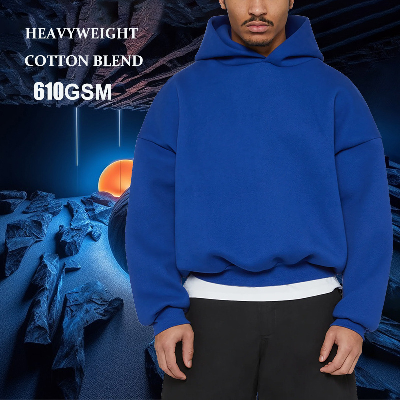 Custom Oversized 100% Cotton Blank Pullover Drop Shoulder Customized 600 GSM Heavyweight Boxy Hoodies Clothing Manufacturer Men