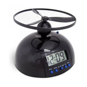 Desk table digital alarm clock promotional gifts globular football with flying fly saucer novelty creative flying clock for kids