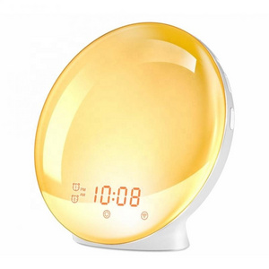 Smart Wake up Light Sleep Aid Digital Alarm Clock Wifi Voice APP Control With Sunrise Sunset Simulation FM Radio Colorful Lamp