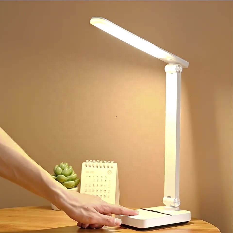 Led Desk Lamp 3 Color Stepless Dimmable Touch Foldable Table Lamp Bedside Reading Eye Protection Night Light DC5V USB Chargeable