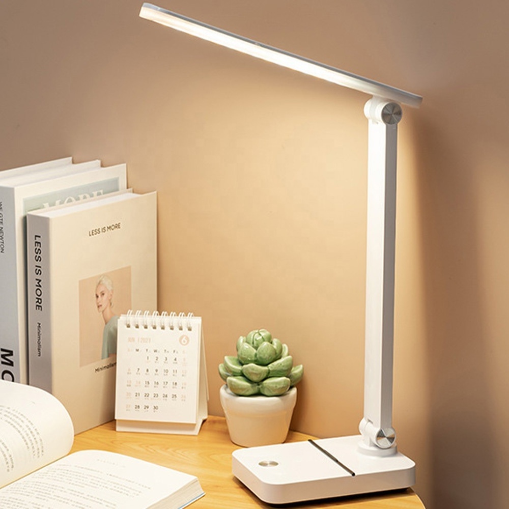 Led Desk Lamp 3 Color Stepless Dimmable Touch Foldable Table Lamp Bedside Reading Eye Protection Night Light DC5V USB Chargeable