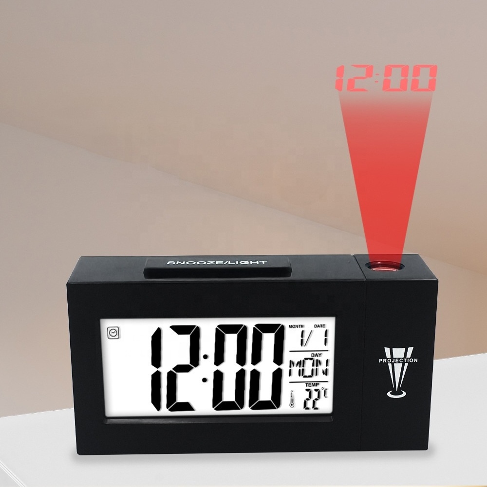 Digital LCD Rotation Projector Projection Alarm Clock Ceiling Display 12/24 H Desk Table Clock Temperature For Bedrooms