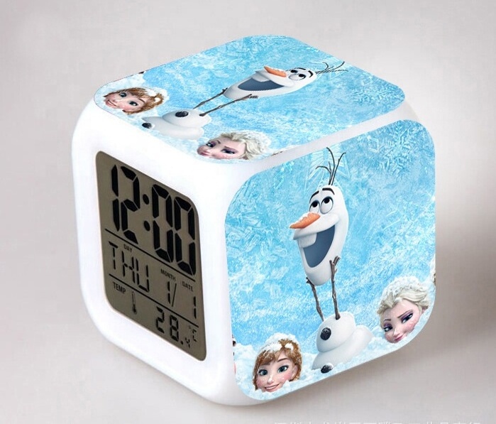 LED 7 Colour Changing Digital desk table alarm clock Thermometer Night Light colours Luminous smart cube alarm clock