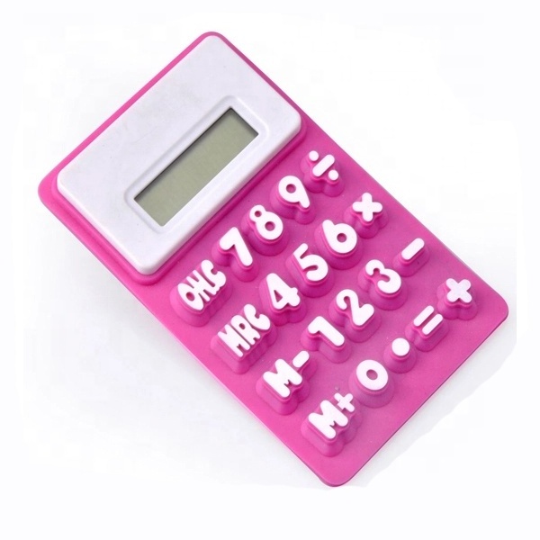 Flexible waterproof silicone Calculator  with Solar Power Promotional Silicon Mini Pocket 8 digital foldable calculator